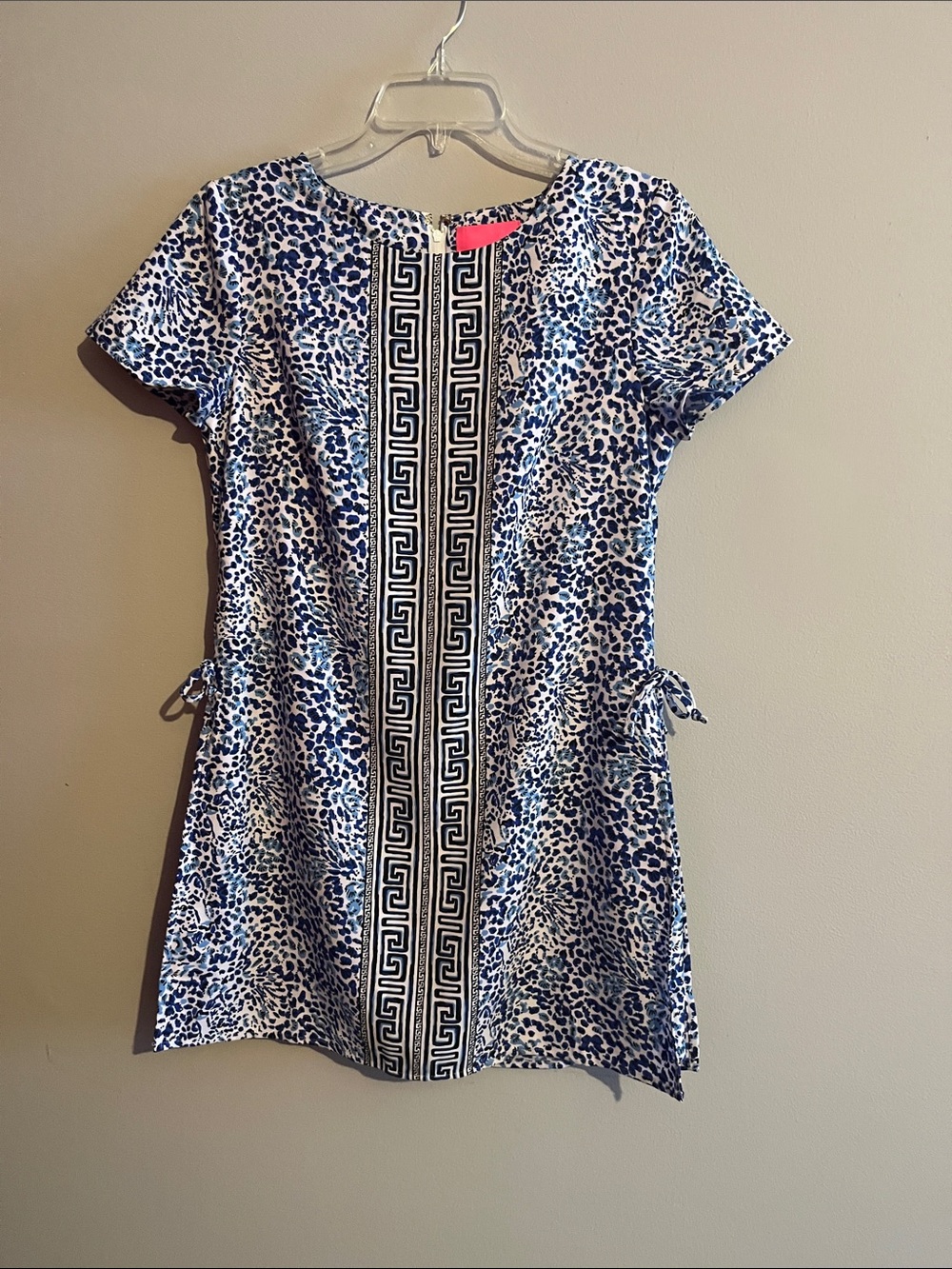 Lilly Pulitzer Blue Leopard Print V Neck Midi Dress/Skort  Size 6